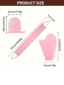 3只装自助美黑手套及背部涂抹器，适用于面部和身体美黑，可用作手套、背部涂抹器、身体乳液涂抹手套、快速美黑油和防晒霜按摩护理 - 彩色 - 查看 8