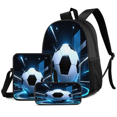 3pcs/Set Student Backpack, Messenger Bag, Pencil Case, Boys' Large Capacity Compartment Backpack, Back To School Supplies Storage, Travel Storage Bag, Suitable For School, Class, Outdoor Sports