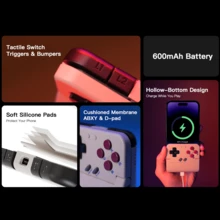 GameSir Pocket Taco Controlador de juegos retro compatible con iOS, Android, teléfonos móviles y 2/1 a través de conexión Bluetooth. Experiencia de juego vertical portátil y ligera. Diseño con almohadillas de silicona protectoras, modo de teclado incorporado y diseño de botones de membrana receptivos. Batería de 600mAh. - Ver 7