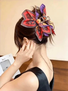 1个复古彩色佩斯利花纹发夹，波西米亚风格发饰，适合浓密头发，节日发饰 - 彩色 - 查看 3