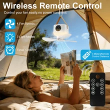 Quạt mini cầm tay dùng nguồn USB, có chân đế ba chân, pin bền lâu, luồng gió mạnh, chức năng chiếu sáng, hoạt động êm ái, 4 tốc độ/độ sáng điều chỉnh được, lắp đặt đa năng, điều khiển từ xa và quạt LED hẹn giờ dùng cho cắm trại. - Nhiều màu - Xem 7