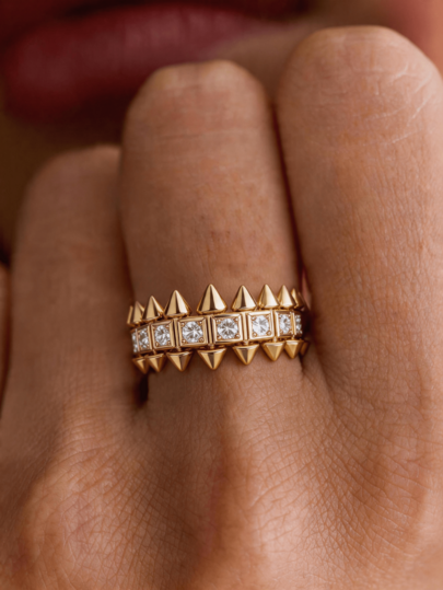 1pc Women's Ring, Luxury Double Row Faux Diamond Ring, Fashionable And Versatile For Daily Wear, Great Gift Choice
