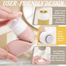 6 Piezas Juego de Botellas Rellenables de Tamaño de Viaje, Contenedores de Viaje a Prueba de Fugas de Silicona Exprimible, Botellas de Loción y Champú de 90ml y Tarros de Crema de 30ml, Accesorios de Viaje Portátiles Aprobados por TSA - Multicolor - Ver 5