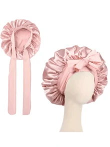 1件装奢华缎面睡眠帽，轻盈发巾，夏季浴室装饰发巾，吸湿排汗，可调节绳，适合卷发/波浪发/自然发质，多种颜色可选，夜间护发必备，柔软舒适，优质浴室配件，旅行美容必备，也适用于化妆、睡眠、毛巾、酒店健身房、家居用品、护肤，适合家庭浴室、沐浴后、日常护理 - 彩色 - 查看 1