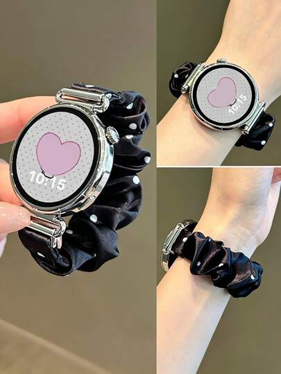 1pc Fashionable Cute Polka Dot Nylon Elastic Watch Band, Compatible With Samsung Galaxy Watch 7 6 5 4 5 Pro, Minimalist Elegant Women's Replacement Watch Strap, Fits Watch 40 43 44 45 47mm, Stylish Girl Accessory, 20mm 22mm
