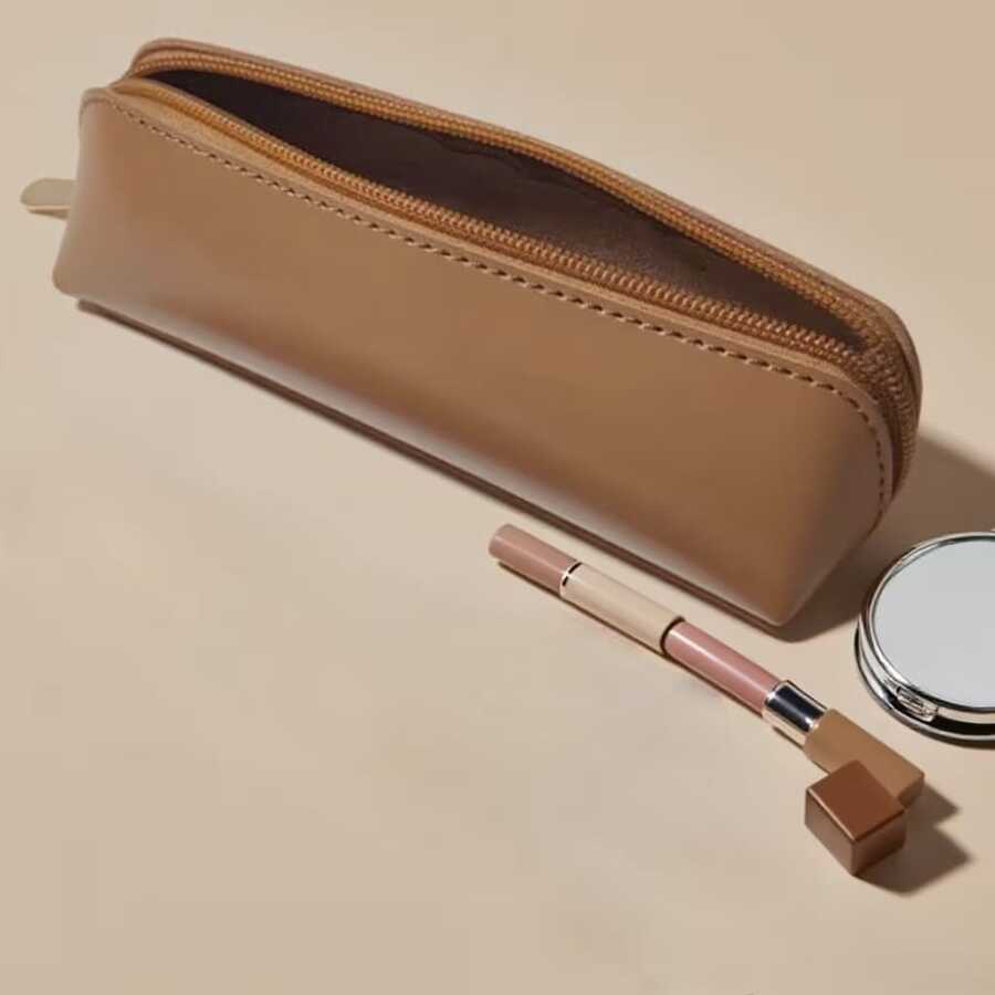 New Makeup Brush Storage Bag, Portable Cosmetic Organizer Pouch, Leather Waterproof Travel Brush Case - Regular Model - View 1