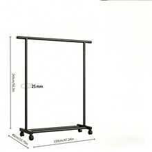 1 Wheeled Clothes Drying Rack, 25mm Thickened Steel Pipe, Extended Crossbar, Stable Load-Bearing Capacity; Designed With Pulleys At The Bottom For Easy Movement; Double-Layer Structure With Large Storage Capacity, Suitable For Various Scenarios Such As Bedrooms And Dormitories, A Universal Clothes Storage Rack And Freestanding Wardrobe - A - View 11