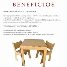 Mesa Infantil Para Uso Intenso Mdf + 2 Cadeiras, Conjunto Super Resistente Para Crianças Ativas, Móvel Para Estudos - Marrom - Visão 6