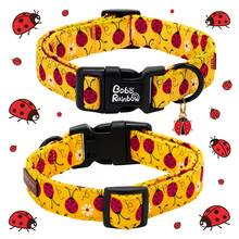 Collar de perro arcoíris Bobo con estampado de mariquita de primavera, collar ajustable para mascotas con colgante y hebilla de plástico de liberación rápida para perros - Amarillo - Ver 5