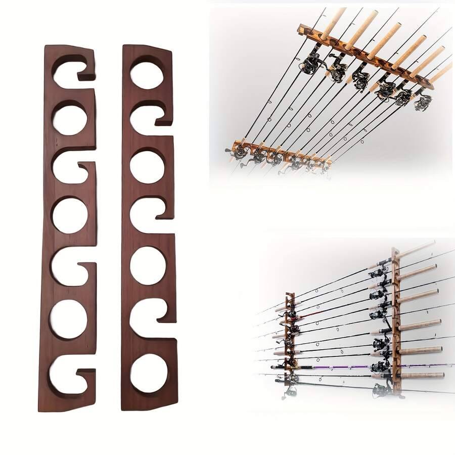 Fishing Rod Rack, Holds Up To 7 Fishing Rods, Wall-Mounted Or Ceiling-Mounted Fishing Rod Holder, Vertical Or Horizontal Fishing Rod Stand - Tree - View 1