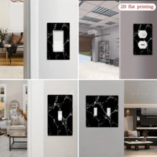 1pc Marble Texture Panel Cover, Suitable For Single/Double Gang Switch And Toggle Plate - Elegant Black Marble Color, Easy Installation, No Wiring Required, Marble Texture Wall Panel For Home, Bathroom, Office Decor (1pc), 2D Flat Style - Multicolor - View 3