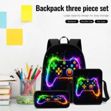 3pcs/Set Student Backpack, Messenger Bag, Pencil Case, Boys' Large Capacity Compartment Backpack, Back To School Supplies Storage, Travel Storage Bag, Suitable For School, Class, Outdoor Sports - A - View 8