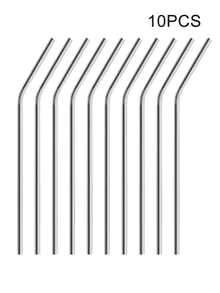 Bộ 5/10/20 ống hút cong bằng thép không gỉ, thích hợp dùng cho nước ép, đồ uống, trà sữa, cà phê, v.v. - Xem 7