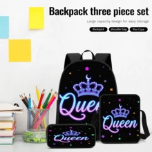 3pcs/Set Student Backpack, Messenger Bag, Pencil Case, Boys' Large Capacity Compartment Backpack, Back To School Supplies Storage, Travel Storage Bag, Suitable For School, Class, Outdoor Sports - A - View 5
