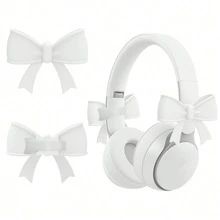 1 Pair Assorted Color Bow Earphone Accessories, Cute Printed Bow Decor, Fashionable Earphone Attachments, Holiday Gamer Gift, Decorative Ribbon, Fun & Adorable Earphone Accessories, Small Gift For Family And Loved Ones - View 16