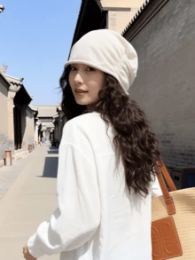 1件女款寬鬆針織帽，透氣復古防曬髮箍，適合日常配戴、派對配件，送給朋友的生日禮物 - 彩色 - 查看 1