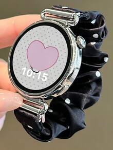 1件時尚可愛圓點尼龍彈性錶帶，相容於 Galaxy Watch 7 6 5 4 5 Pro，極簡優雅女款替換錶帶，適用於 40 43 44 45 47mm 錶盤，時尚女孩配件，20mm 22mm - 黑色 - 查看 2