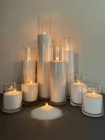 Sand Wax Beads Candles, Sand Painting Candles, Ice Flower Candles, Pearl Candles, DIY Decorative Candles, Wax Sand Sets, Wax Wick Sand, Elegant Floating Pearl Wax Sand, Wedding Decor, Birthday Party Candles, Dinner Homestay Hotel Party Decoration