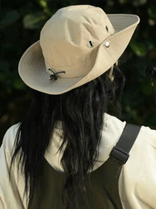 1件夏季遮陽帽 透氣防紫外線 遮陽 登山 釣魚帽 戶外可折疊寬帽簷 登山 中性 旅行帽 海灘 度假 - 彩色 - 查看 2