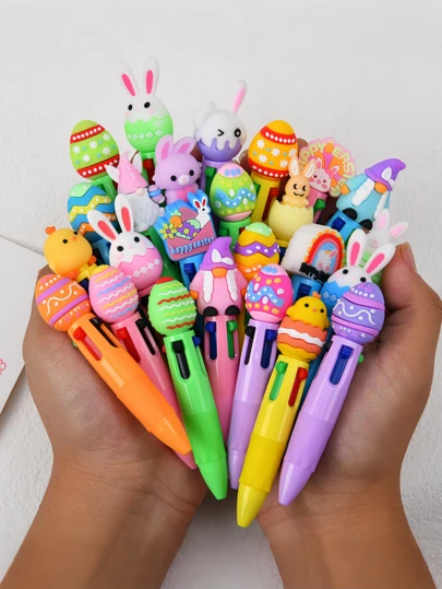 12pcs Children's Party Favors, Cartoon 4-Color Pens, Cute Stationery Gift Set, Cartoon Pattern Party Game Prizes, Birthday Gifts