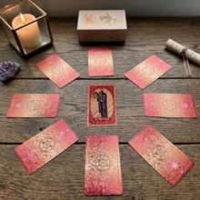 Classic Wett Tarot Gift Set, Pink Gold Starry Tarot Cards Made Of Waterproof PET Material, Comes With Velvet Card Bag And English Instruction Manual, Suitable For Gifting, Divination Experts And Beginners - Multicolor - View 10