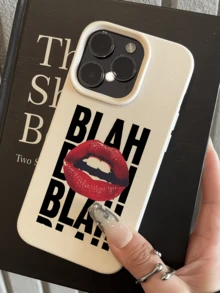 1pc White Sexy Red Lip Letter Minimalist Personalized TPU Shockproof Full Coverage Phone Case Compatible With Apple 17, 16, 15, 14, 13, 12, 11 Pro Max, Air, Applicable To Series - Multicolor - View 3