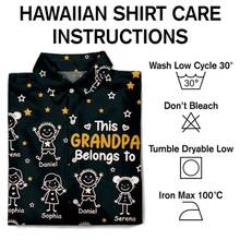 Personalized This Grandpa Belongs To Hawaiian Shirt |   Custom Grandkids Name & Doodle Print |   Men's Short Sleeve Button Down |   Breathable Lightweight Loose Fit |   Unique Father's Day Gift For Grandpa - màu đen - Xem 5