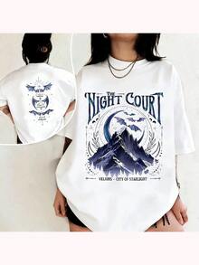 Velaris The Night Court Acotar Two-Sided Comfort  Shirt, Velaris The Night Court Shirt, Court Of Dreams, Inner Circle Acotar Tee-Unisex Summer Casual Vintage Cotton Printed T-Shirts For Couples - 白色 - 查看 4