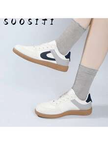 2026 Women's Autumn Casual Flat Soft Bottom Non-Slip Patchwork Outdoor Sports Shoes, Suitable For Spring And Autumn - Blue and White - View 5