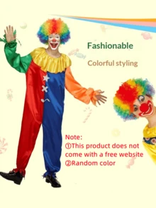 Wig Badut Warna-warni, Warna Acak, Satu Ukuran Cocok untuk Sebagian Besar Orang, Perlengkapan Permainan Kostum, Kebanggaan, Gaun Pesta - MultiWarna - View 5
