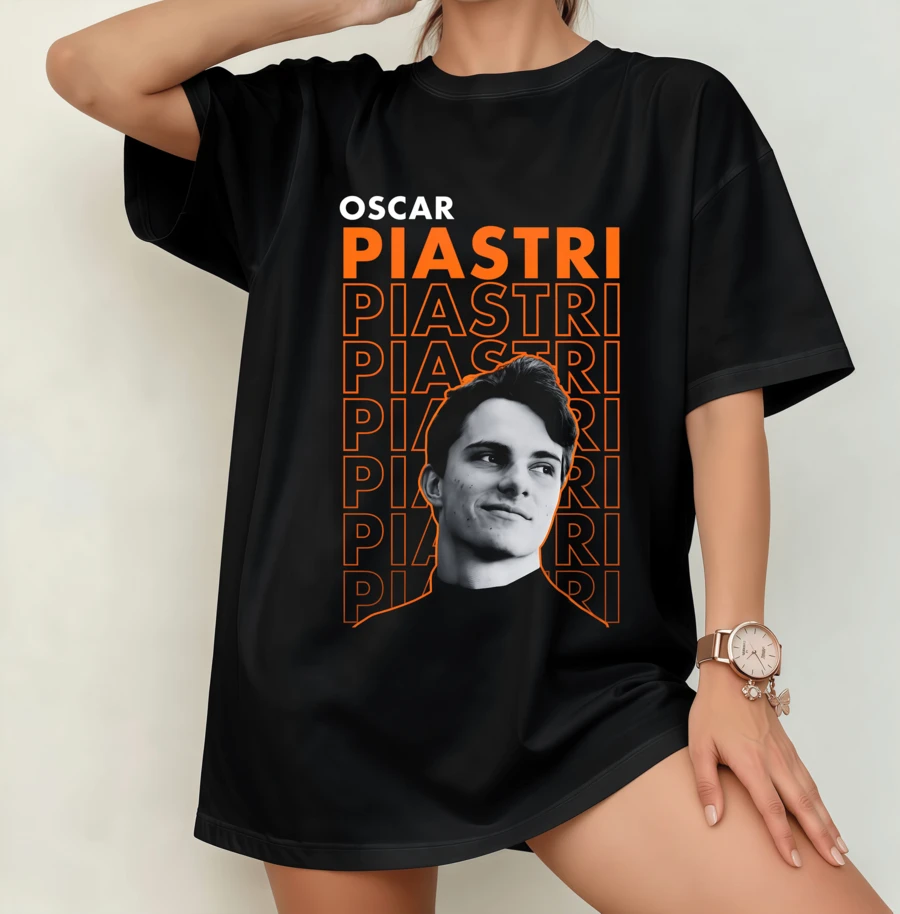 Oscar Piastri Retro Nostalgia Portrait T-Shirt | Formula 1st Junior Legend Unisex Crew Neck Fan Merch Black - Black - View 1