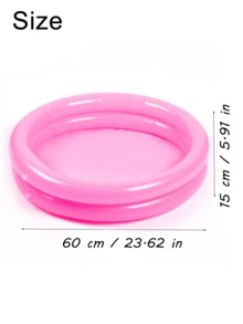 Inflatable Double Ring Mini Splash Pool/Thickened Soft Edge Design/"Dopamine" Color/Home Essential/Size 60cm X 14cm - Capacity 21L/Can Be Used As A Floating Tray For Large Swimming Pools (Can Hold Towels And Sunscreen)/Inflatable PVC Pool/Reusable/Space-Saving Inflatable Design - Multicolor - View 5