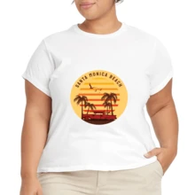 2026 Camiseta unisex de algodón casual de verano, estampada diseño playero surf atardecer, ropa de vacaciones, colores blanco y negro, tallas extras disponibles - Blanco - Ver 4
