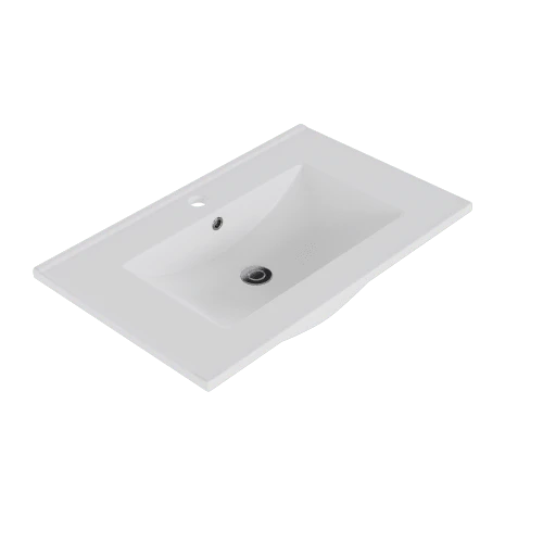 Freestanding Bathroom Cabinet Measuring 76x46x88cm, Moisture Resistant, With Liftable Drawers And Soft-Close Double Doors, High Legs With Rattan Details, Ceramic Sink, Natural Color. - 自然色 - 查看 7
