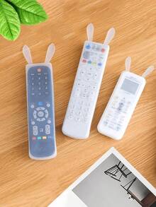 Silicone Remote Control Protective Case, Minimalist Transparent Rabbit Ear Decor Remote Control Protective Box, Suitable For Home, School, Office, Household, Travel, Bags, Organization, Storage - Transparent - View 1