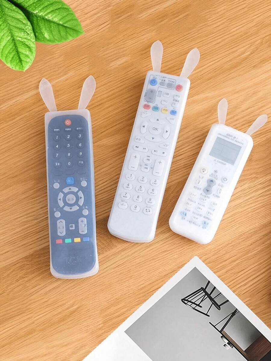 Silicone Remote Control Protective Case, Minimalist Transparent Rabbit Ear Decor Remote Control Protective Box, Suitable For Home, School, Office, Household, Travel, Bags, Organization, Storage - Transparent - View 1
