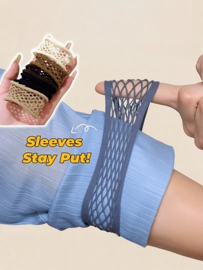 Bộ khuy măng sét điều chỉnh chống trượt 6 món, bao gồm khuy cài cổ tay áo sơ mi không đường may màu trung tính, dụng cụ cài chống trượt, miếng nâng ngực không đường may, băng tay thời trang, dây đeo cổ tay áo điều chỉnh chống trượt, khuy cài cổ tay áo sơ mi không đường may màu trung tính và bộ khuy cài cổ tay áo sơ mi co giãn đa năng, phù hợp với vest, áo sơ mi và Hanfu. Sản phẩm có tính co giãn, có thể tái sử dụng và cài nhanh chóng.