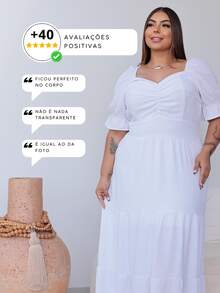 Women's Plus Size White Long Dress For New Year's Eve, Civil Wedding, Christening - trắng - Xem 7