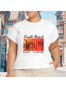 2026 Camiseta unisex de algodón casual de verano, estampada diseño playero surf atardecer, ropa de vacaciones, colores blanco y negro, tallas extras disponibles - Blanco - Ver 1