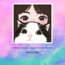 Girl And Cat, Cute And Healing, Suitable For Expressing Love For Cats Vinyl Sticker - Durable Smooth Surface, Self-Adhesive Bumper Sticker, Suitable For Cars, Windows, Laptops, Trucks, Water Bottles - Multi-Purpose Durable Design, Car Sticker - Vinyl - View 2
