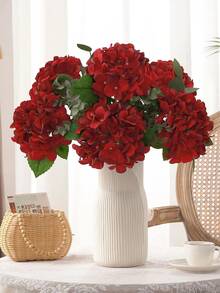 1/3pcs 15.75" Blue Embroidered Artificial Flowers With Stems, Plastic Floral Balls For Desktop Decor, Suitable For Office, Party, Wedding, Fake Plants, Spring/Summer Decoration, Mother/Father's Day Gift - Red - View 5