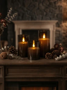1/2/3pcs Flameless Candles With Remote Control And Timer Function, Suitable For Home Decor, Wedding, Table Centerpiece, Halloween And Christmas Decoration, Party Decor, Gift - Black - View 4