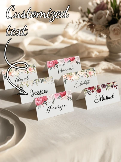 Thẻ ghi tên bàn tiệc cưới có thể tùy chỉnh, thẻ tên bàn ăn có thể chỉnh sửa, nhãn bàn làm việc cá nhân hóa, thẻ tên tiệc tùy chỉnh, thẻ tên sinh nhật cá nhân hóa, phù hợp cho đám cưới, gia đình, không khí gia đình dịp Giáng sinh, quà lưu niệm, có thể tái sử dụng, dễ thương, chất lượng cao.