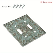 1 pieza Cubierta decorativa de enchufe con patrón floral 2D, placa de interruptor de luz única, económica y fácil de limpiar, adecuada para la decoración del hogar y la oficina, diseño plano 2D - multicolor - Ver 10