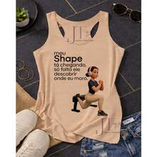 Tank Top, My Shape Is Coming, T-Shirt, Gym, Fitness Fashion, Muscular Woman, Plus Size Fashion - Màu be - Xem 2
