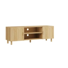 140cm Long TV Unit, In A Modern Country Style Inspired By The 50s, Suitable For 55/65 Inch TVs, With Storage Space, Which Can Be Used As A Multimedia Console In The Living Room Or Bedroom. - Khaki - View 7