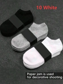 1/5/10/15/20 Pairs All-Match Men's Ankle Socks, Soft Lightweight Versatile Low-Cut Socks, Women's Knee-High Socks And Pantyhose, Men's Crew Socks, Women's Sailor Socks - Multicolor - View 12