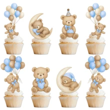 Set Dekorasi Kue Beruang Teddy Kartun - Ideal untuk Pesta Ulang Tahun, Baby Shower, dan Pesta Bayi, Kami Tak Sabar Menggunakan Dekorasi Kue Ini untuk Pesta Pengungkapan Jenis Kelamin Bayi - Gaya 1 - View 1
