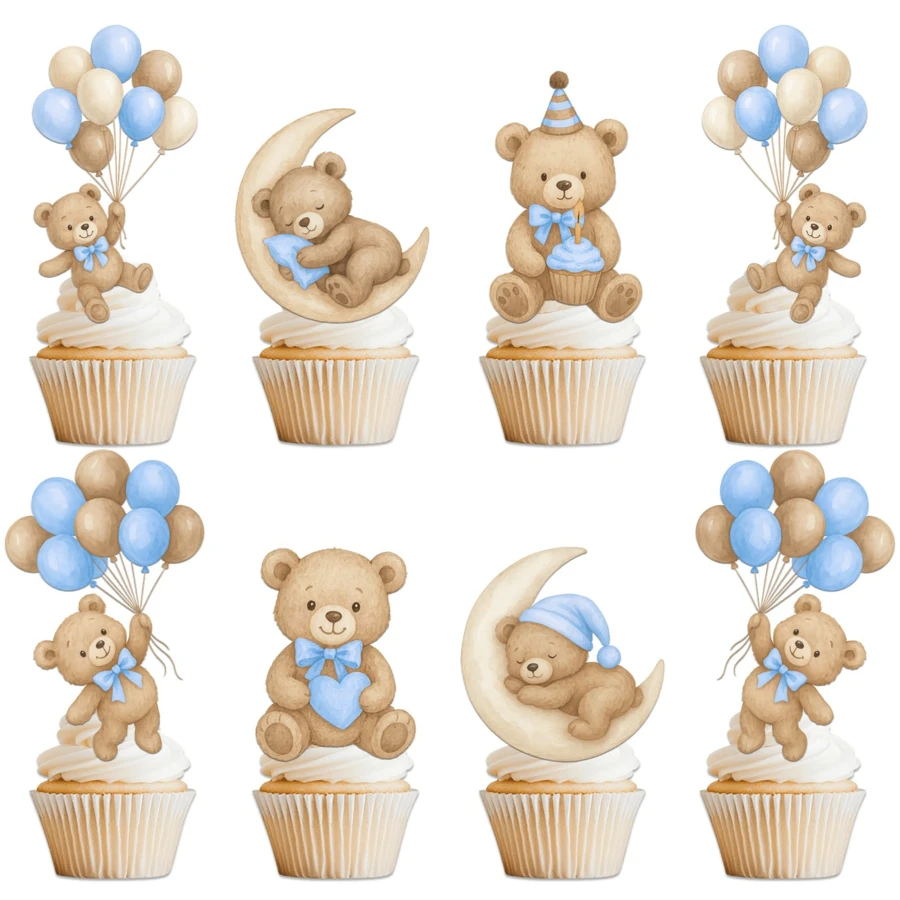 Set Dekorasi Kue Beruang Teddy Kartun - Ideal untuk Pesta Ulang Tahun, Baby Shower, dan Pesta Bayi, Kami Tak Sabar Menggunakan Dekorasi Kue Ini untuk Pesta Pengungkapan Jenis Kelamin Bayi - Gaya 1 - View 1