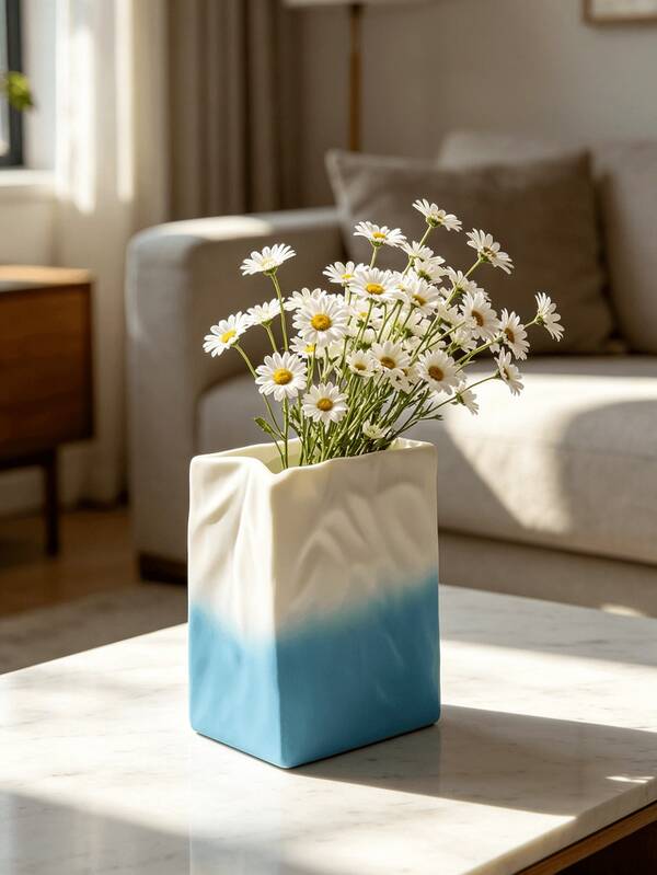 1 pièce Vase en sac de papier en résine - Style esthétique minimaliste Vase pour fleurs séchées et fraîches, décoration de table de salle à manger, nouvelle décoration de qualité pour la maison, décoration de chambre, décoration rétro, décoration de style bohème, décoration de table, cadeau unique, centre de table de salle à manger, cadeau de pendaison de crémaillère